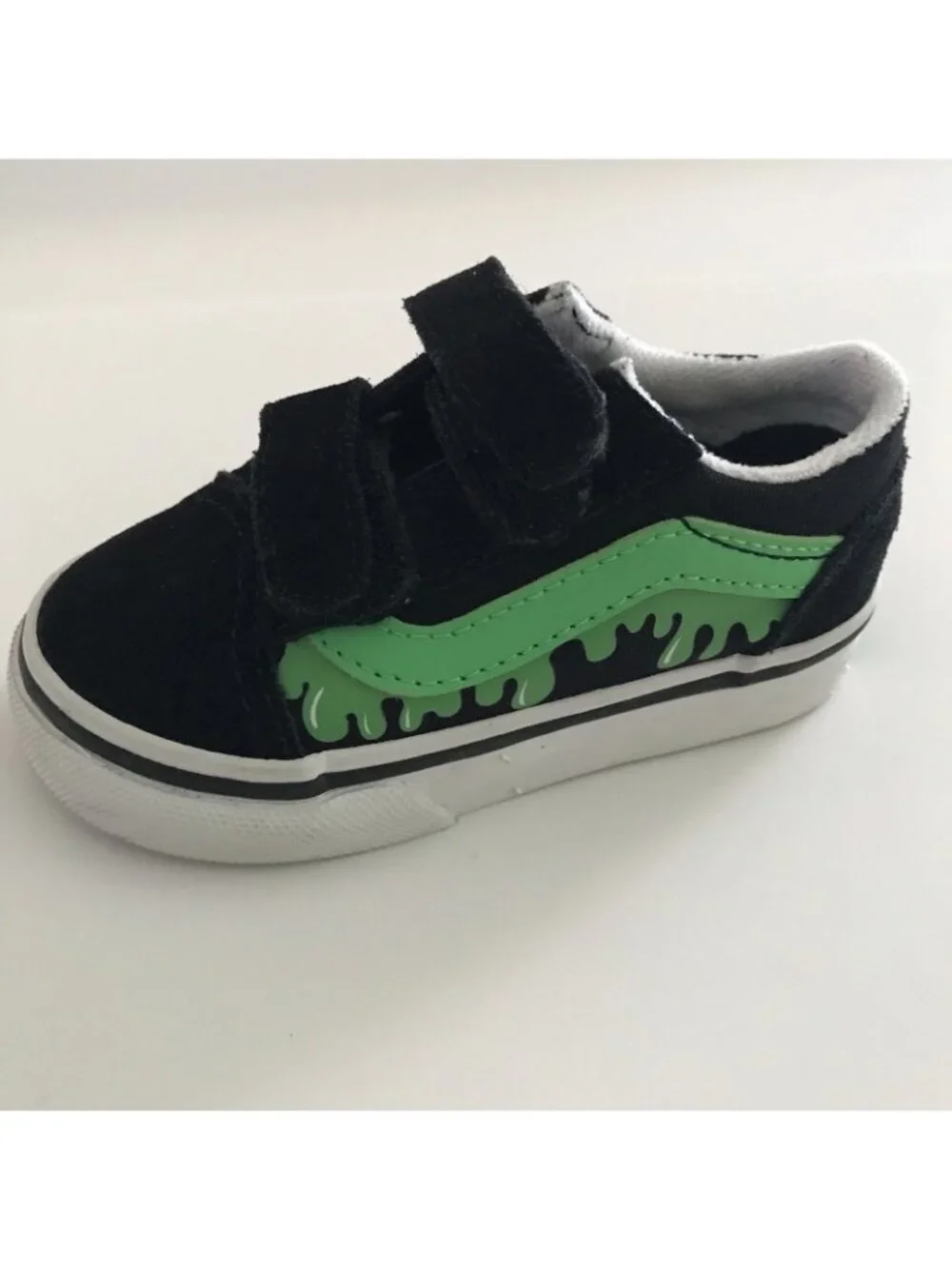 Vans Shoes Slime Old Skool Toddler Boy 5 Glows Black Green Skater Sneaker Suede
